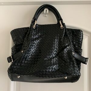 Elegant Black Woven Tote Bag